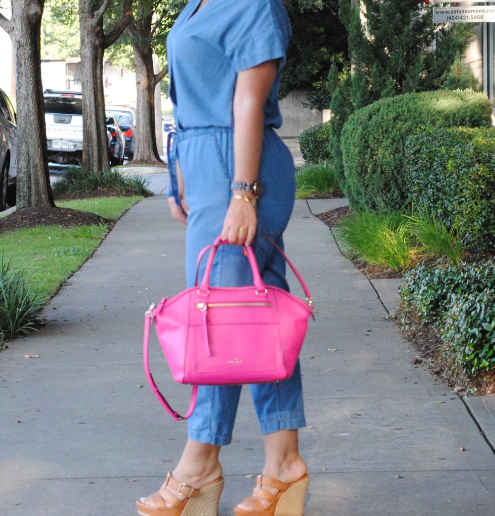 Chambray Jumpsuit Kate Spade handbag