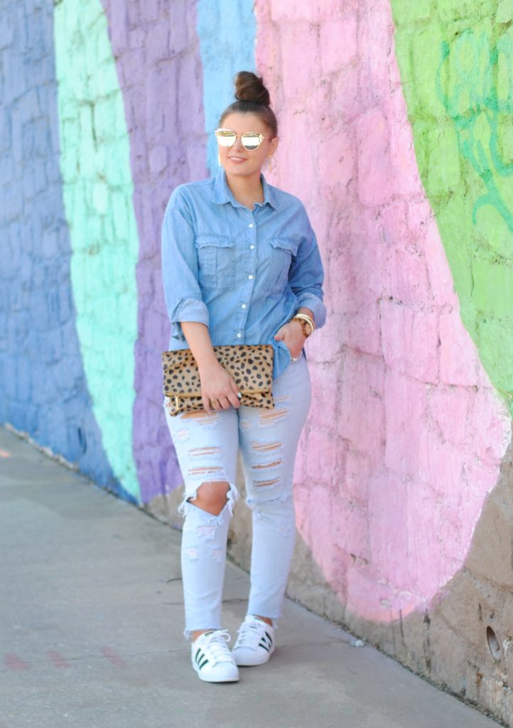 Summer Canadian Tuxedo Leopard Clutch Adidas Superstars