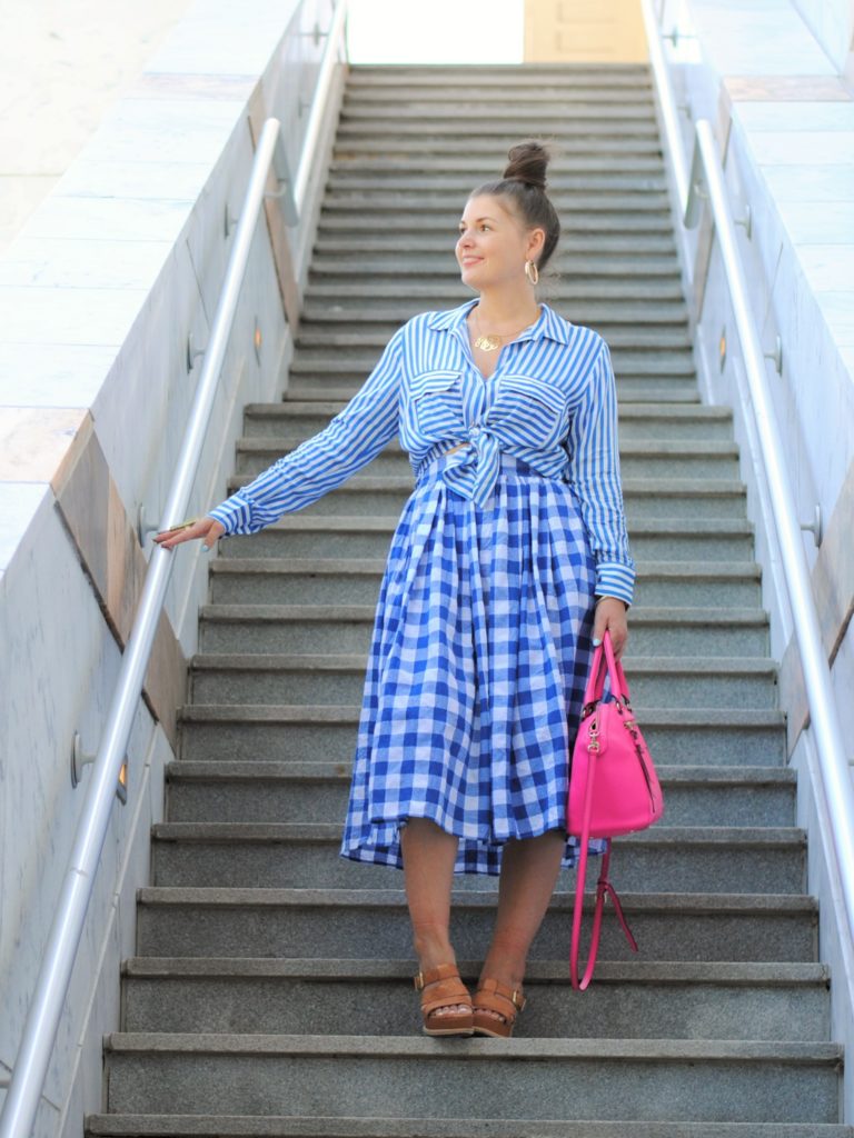 The Rule of 5: 1 Gingham Midi Skirt styled 5 ways