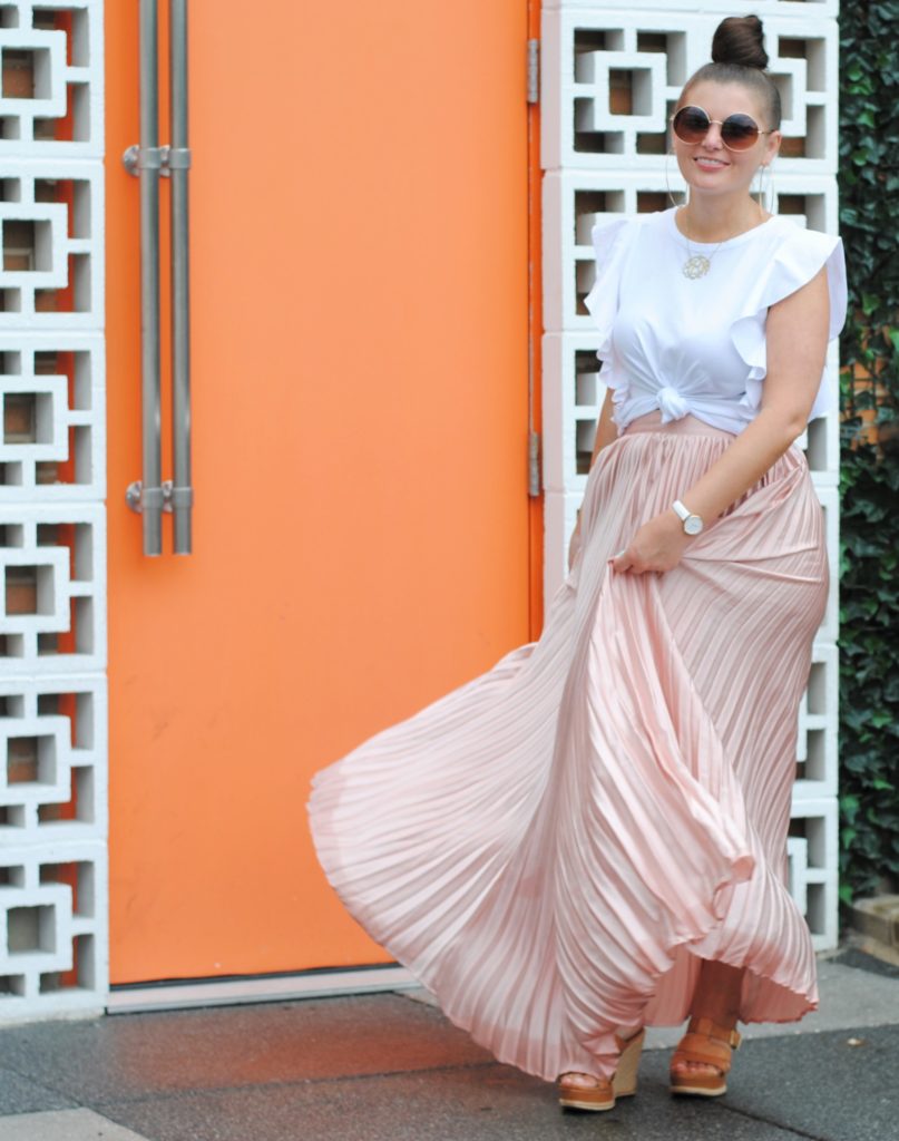 Blush Maxi Skirt to Transition from Summer to Fall