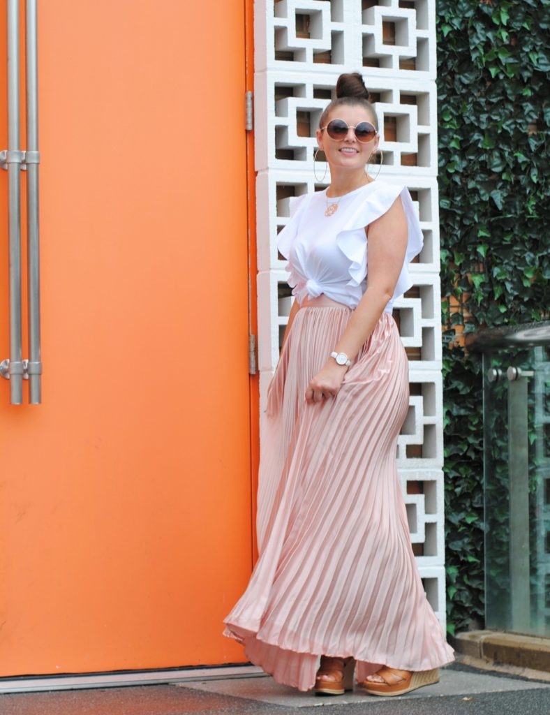 Blush Maxi Skirt to Transition from Summer to Fall