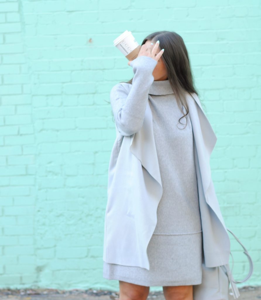Sweater Dress Layered with a Vest