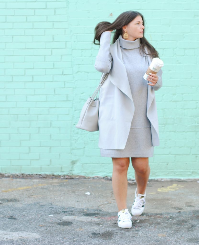 Sweater Dress Layered with a Vest