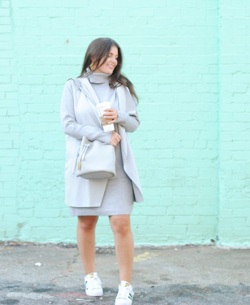 Sweater Dress Layered with a Vest
