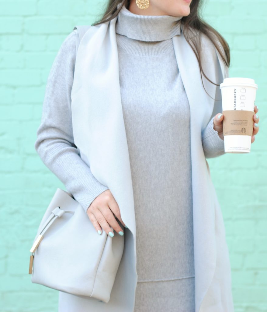 Sweater Dress Layered with a Vest