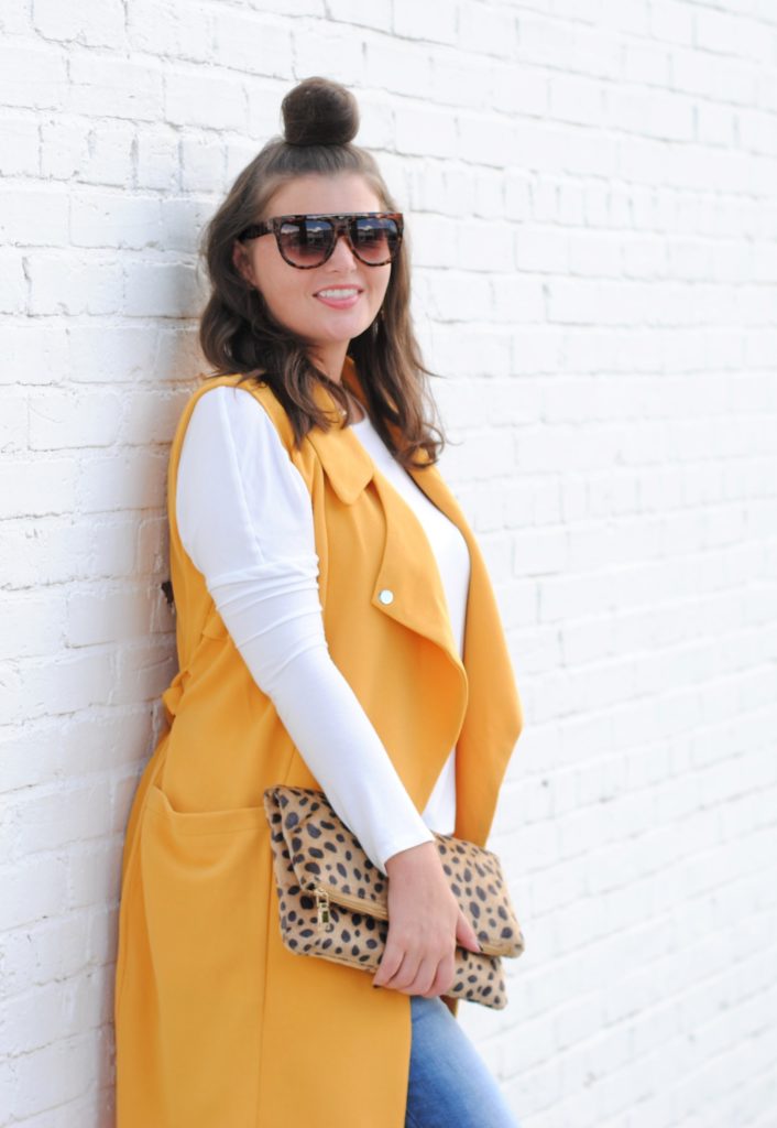 Fall Outfit with a Yellow Duster Vest