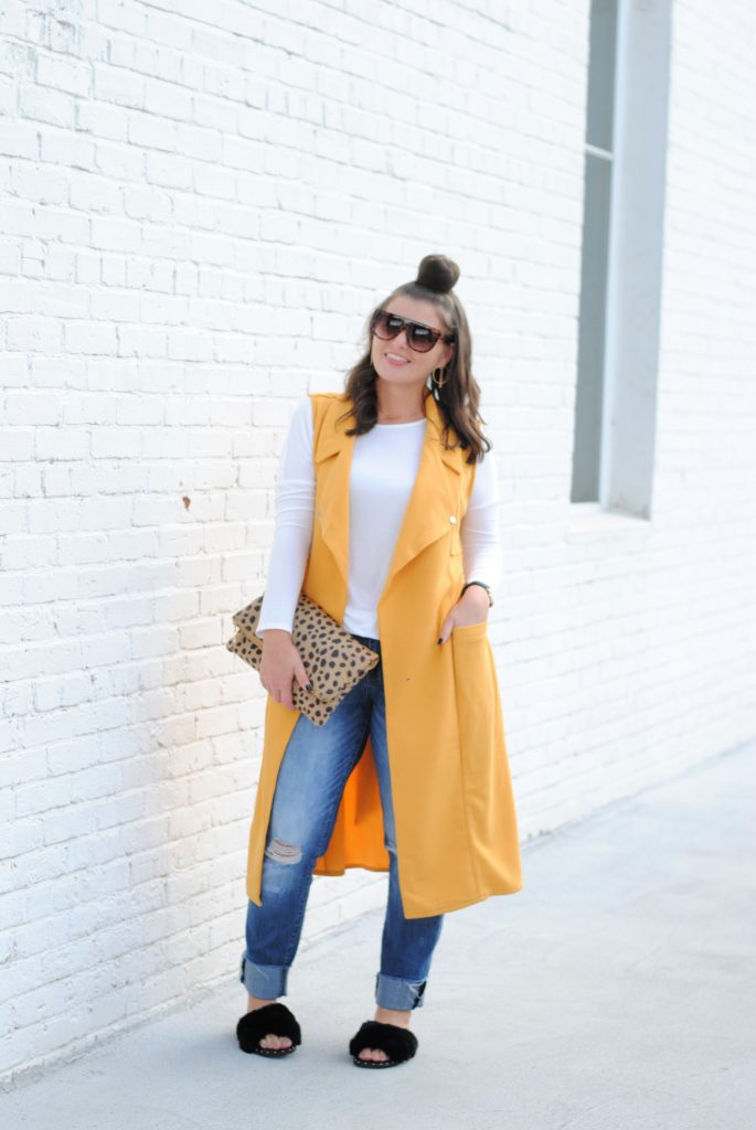 Fall Outfit with a Yellow Duster Vest