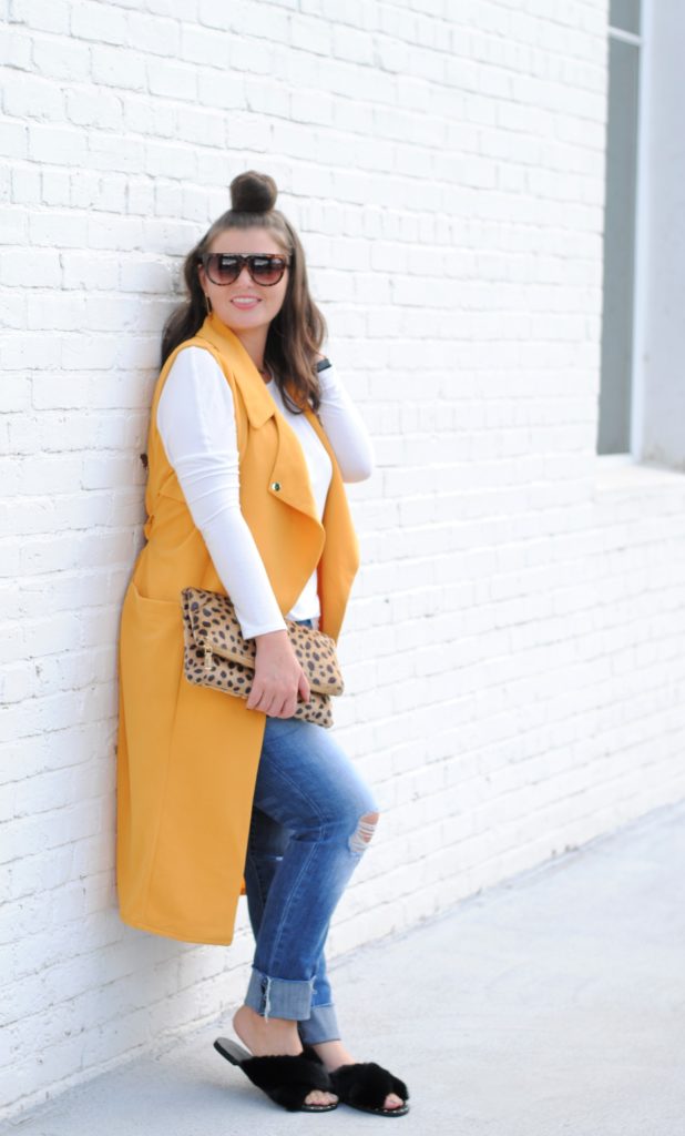 Fall Outfit with a Yellow Duster Vest