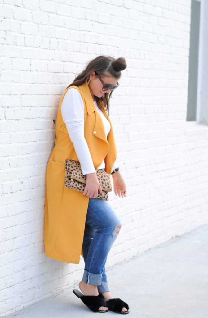 Fall Outfit with a Yellow Duster Vest