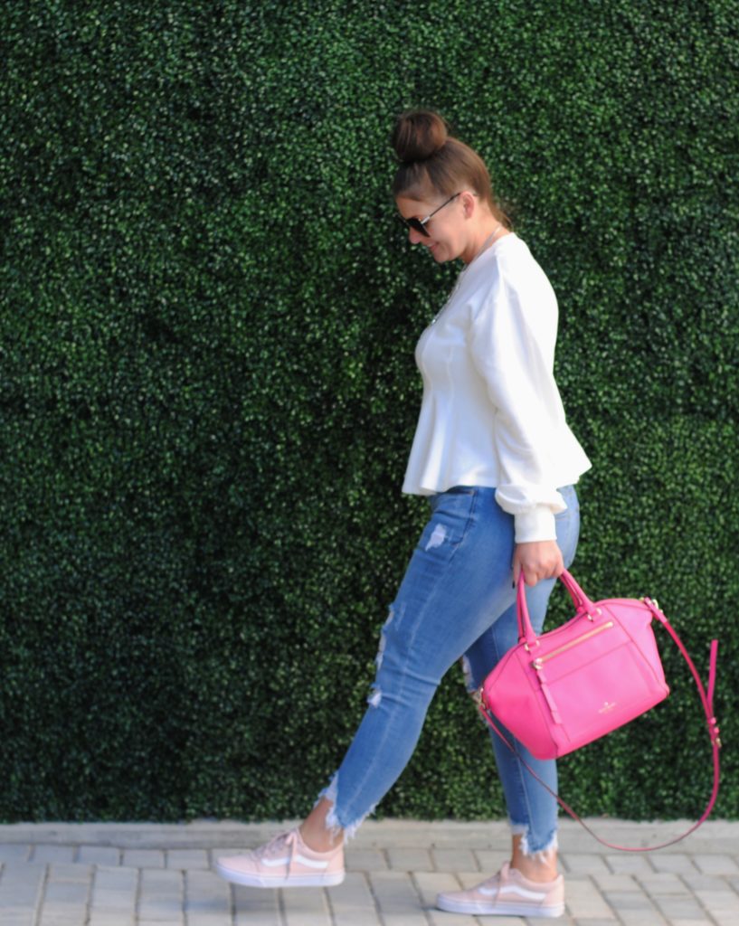 TopShop Peplum Sweatshirt, Pink Vans