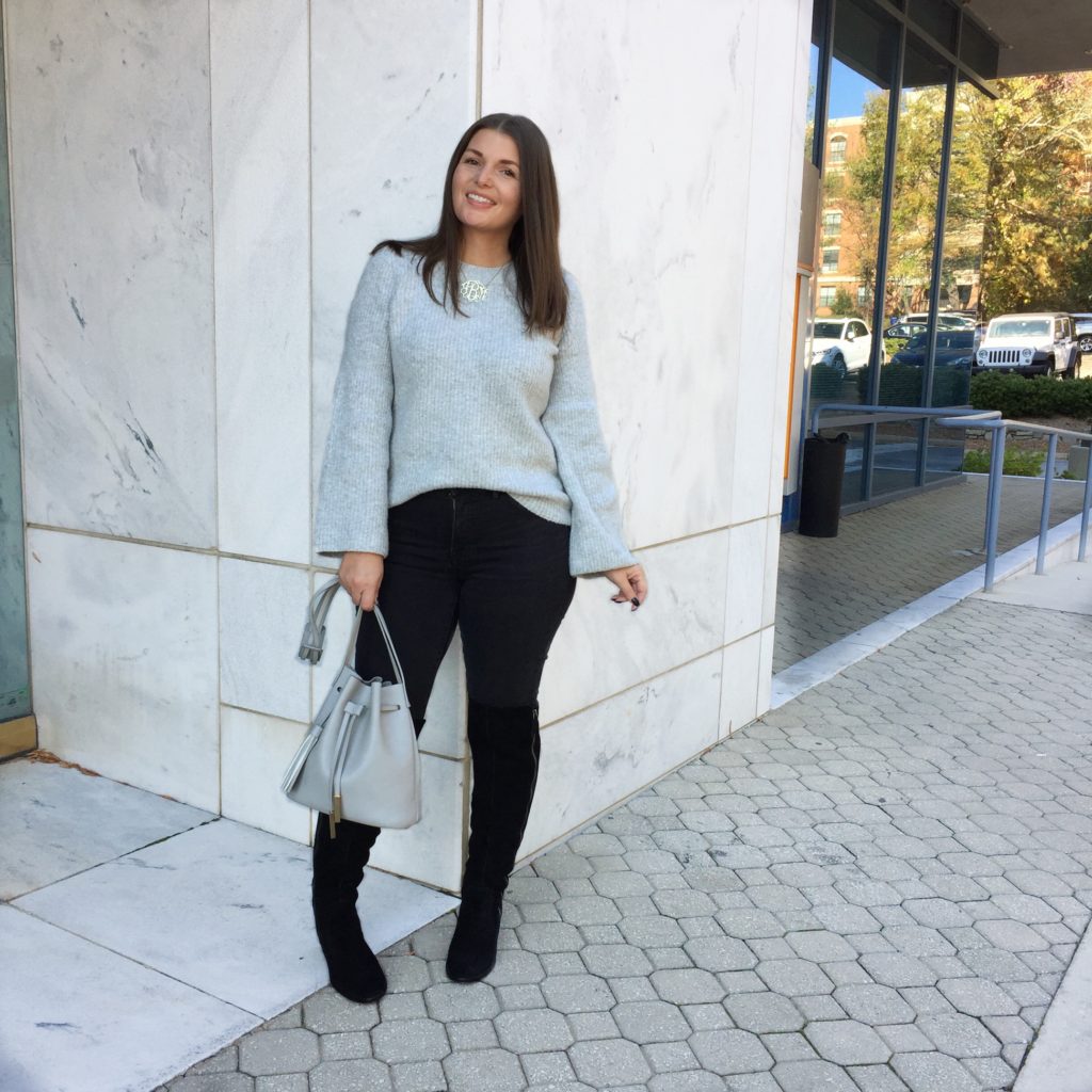 MADEWELL DENIM AND BELLSLEEVE SWEATER