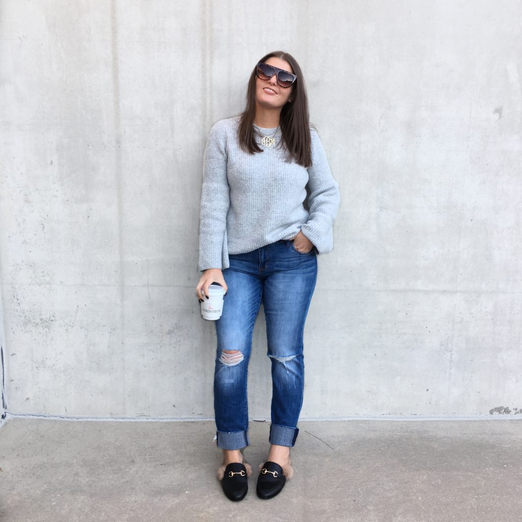 MADEWELL SWEATER, NORDSTROM DENIM