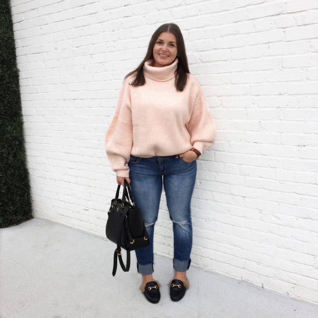 BLUSH BALLOON SLEEVE SWEATER