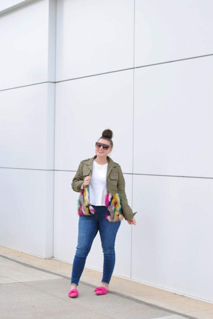 Faux Fur Trim Jacket & Madewell Danny Denim