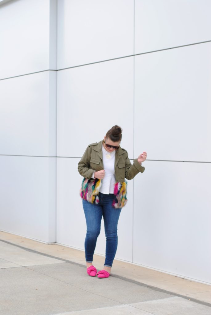 Faux Fur Trim Jacket & Madewell Danny Denim