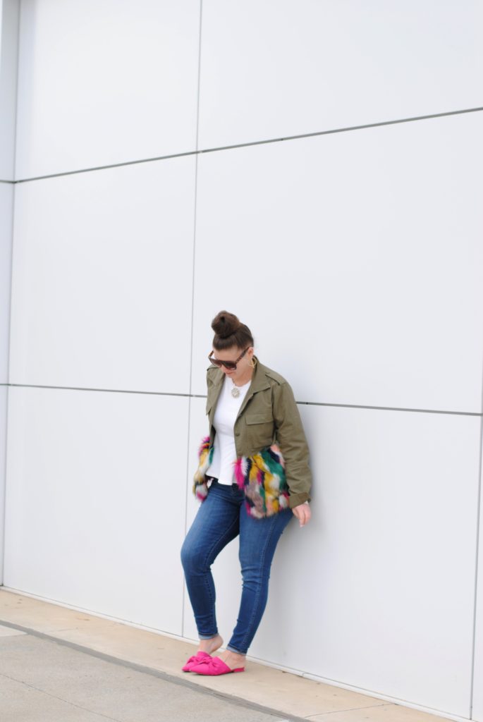 Faux Fur Trim Jacket & Madewell Danny Denim