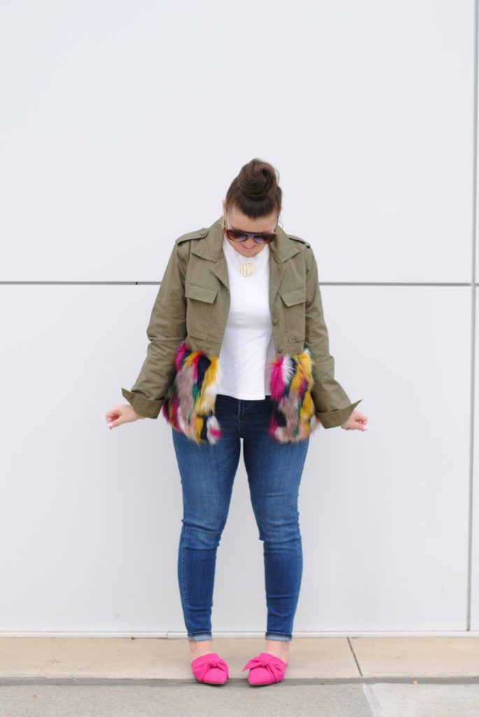 Faux Fur Trim Jacket & Madewell Danny Denim