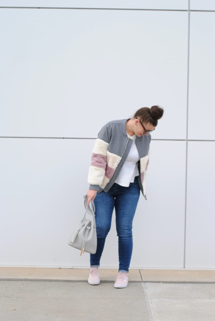 Teddy Bear Bomber Jacket and Blush Vans