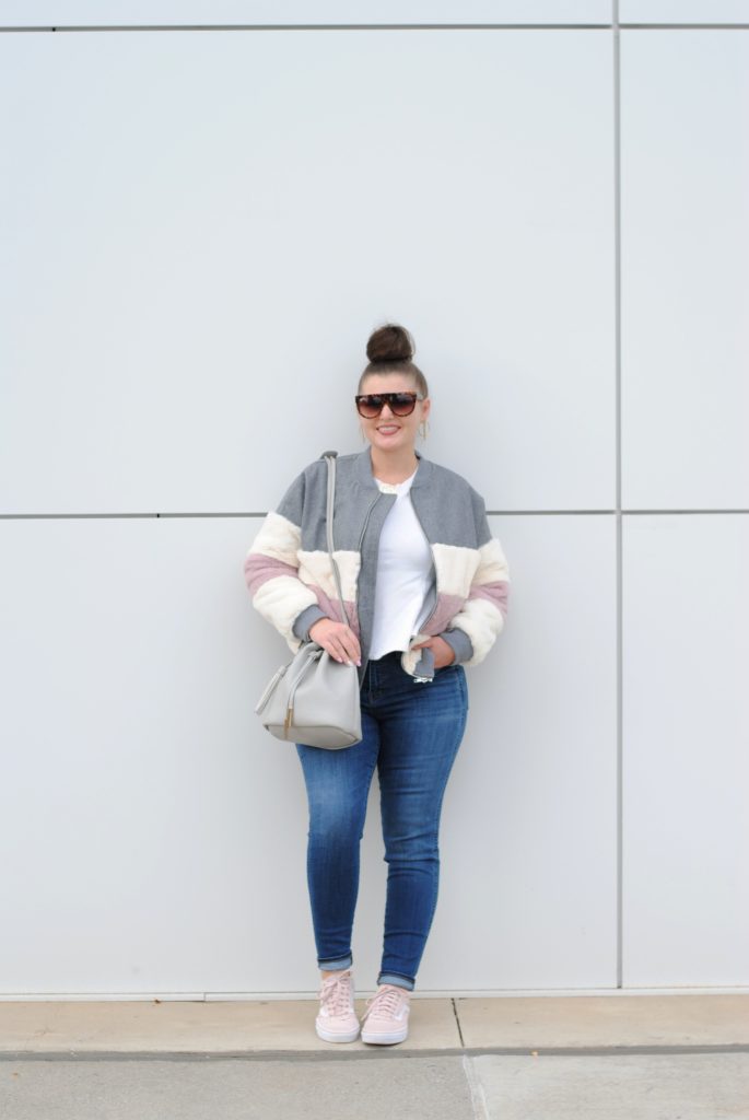 Teddy Bear Bomber Jacket and Blush Vans