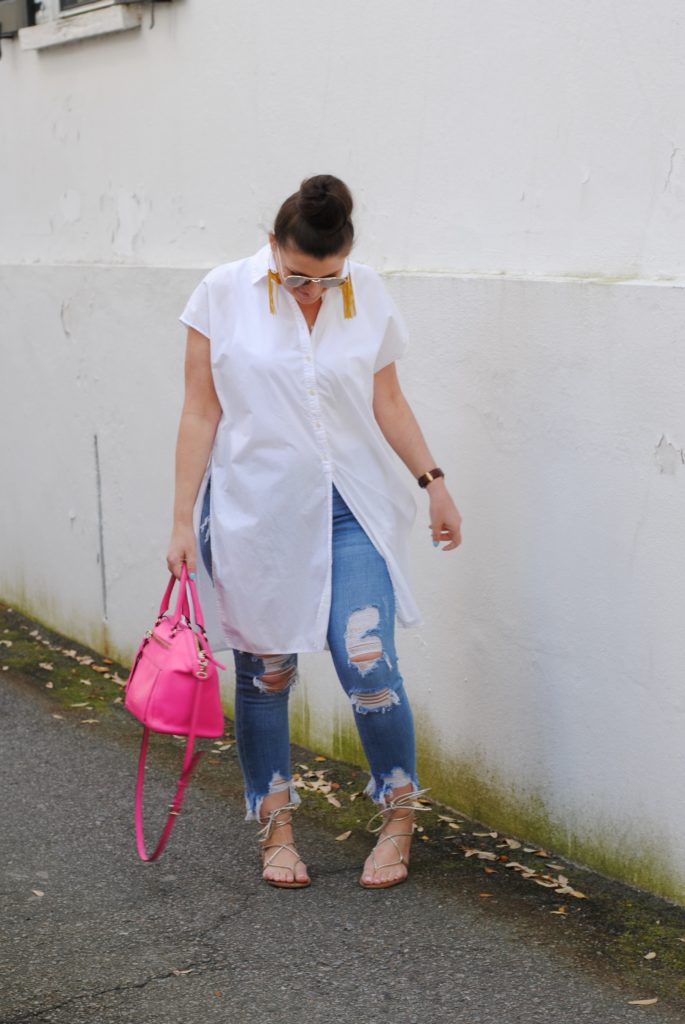 White Madewell Tunic and Distressed Denim