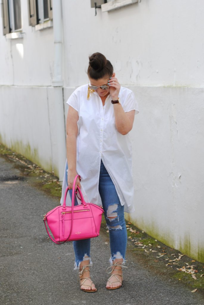 White Madewell Tunic and Distressed Denim