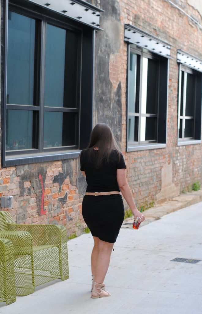 Black T-Shirt Dress and Nude Waist Bag both from Target #TargetStyle #TargetRun