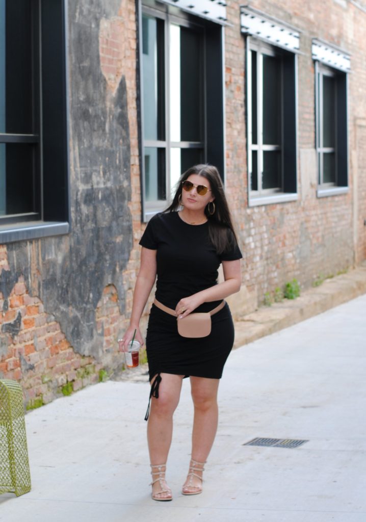 Black T-Shirt Dress and Nude Waist Bag both from Target #TargetStyle #TargetRun @shopjuliamarie