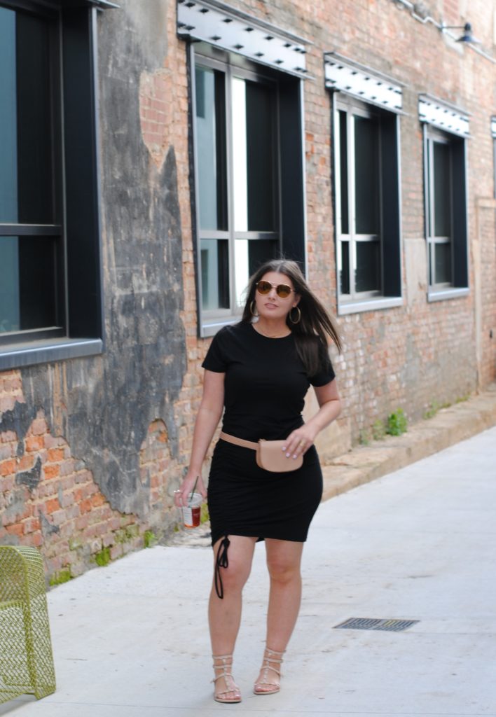 Black T-Shirt Dress and Nude Waist Bag both from Target #TargetStyle #TargetRun @julia.marie.b