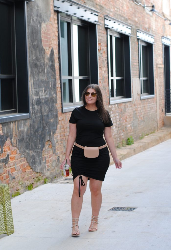 Black T-Shirt Dress and Nude Waist Bag both from Target #TargetStyle #TargetRun @julia.marie.b
