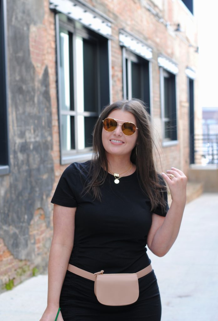 Black T-Shirt Dress and Nude Waist Bag both from Target #TargetStyle #TargetRun @julia.marie.b