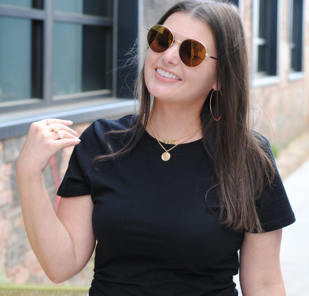 Black T-Shirt Dress and Nude Waist Bag both from Target #TargetStyle #TargetRun @julia.marie.b