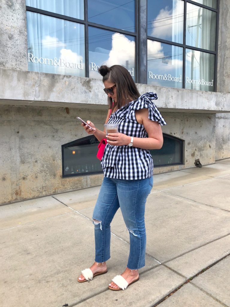 Summer Fashion: Black and White Gingham and Slim Boy Jeans @julia.marie.b