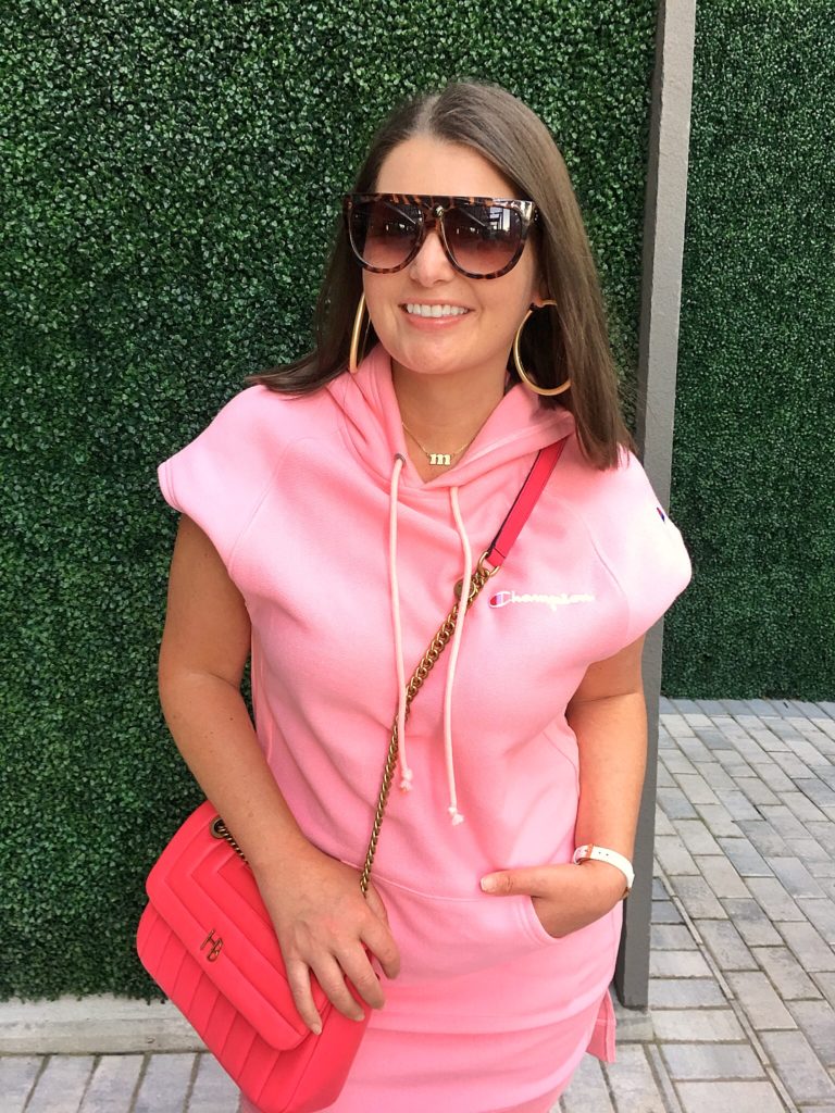 CASUAL CHIC FASHION: CHAMPION SWEATSHIRT DRESS IN PINK @julia.marie.b