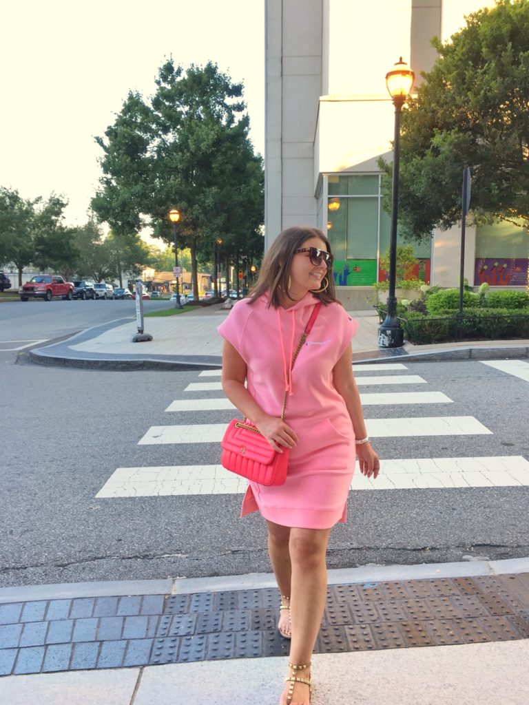 CASUAL CHIC FASHION: CHAMPION SWEATSHIRT DRESS IN PINK @julia.marie.b