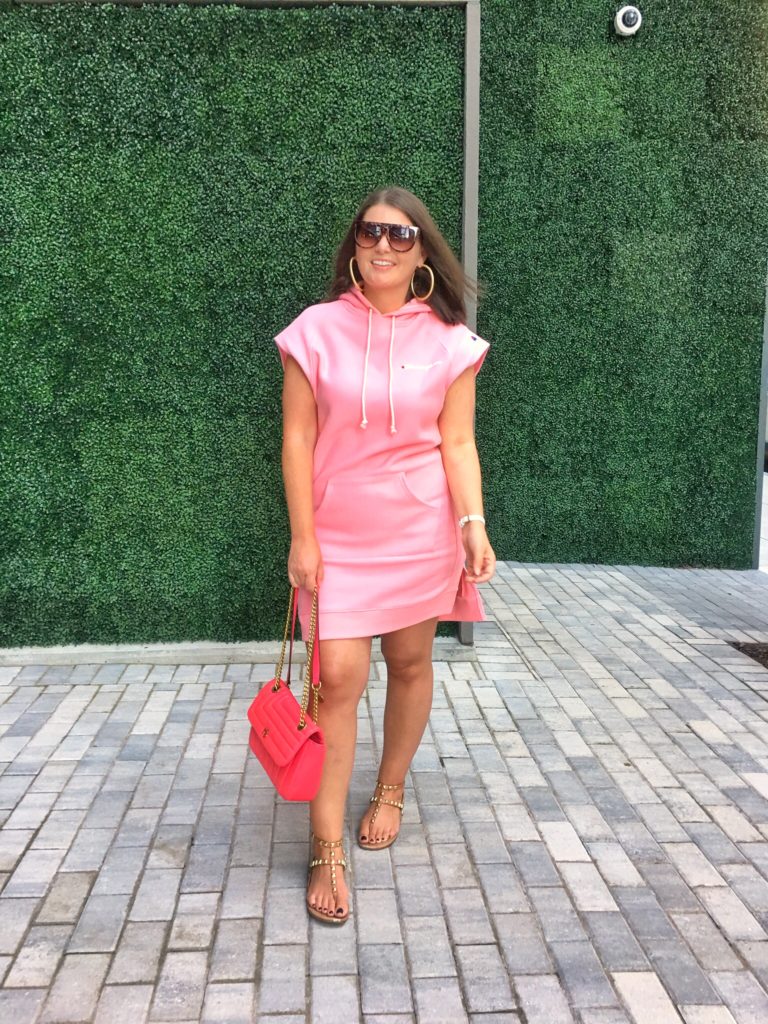 CASUAL CHIC FASHION: CHAMPION SWEATSHIRT DRESS IN PINK @julia.marie.b