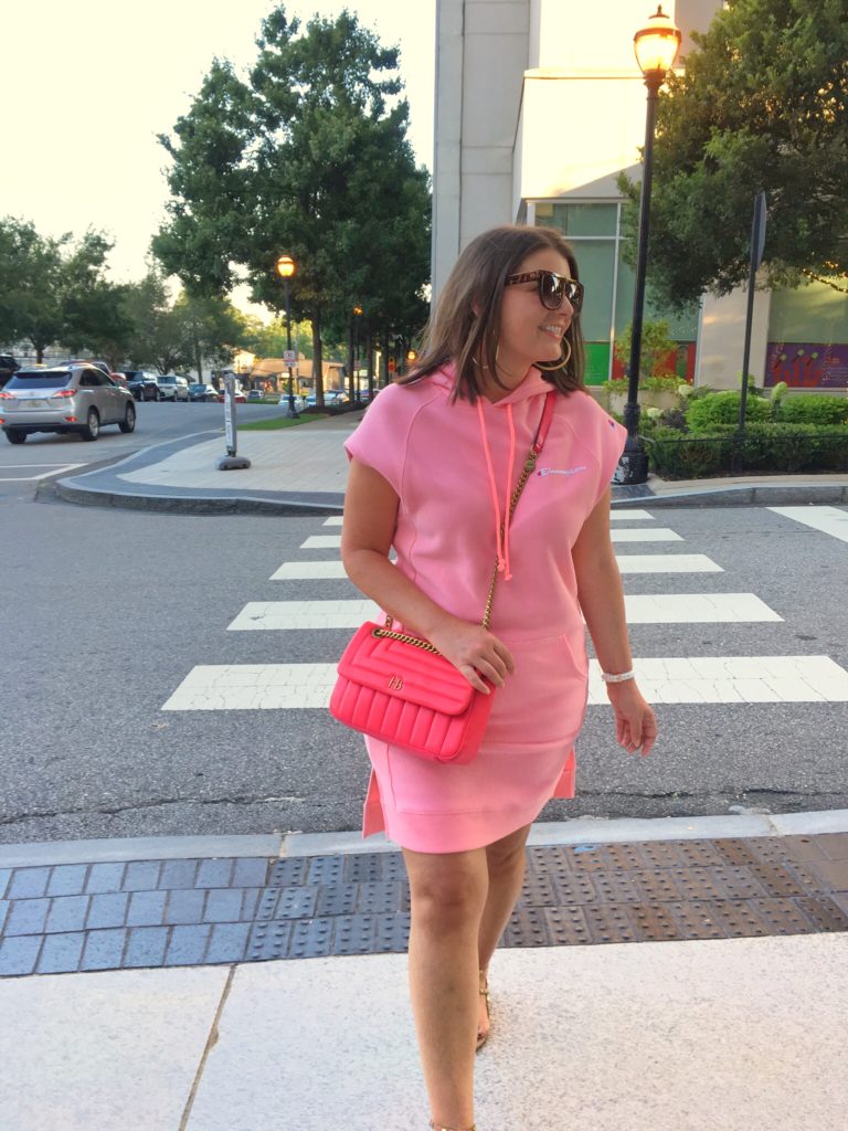 CASUAL CHIC FASHION: CHAMPION SWEATSHIRT DRESS IN PINK @julia.marie.b