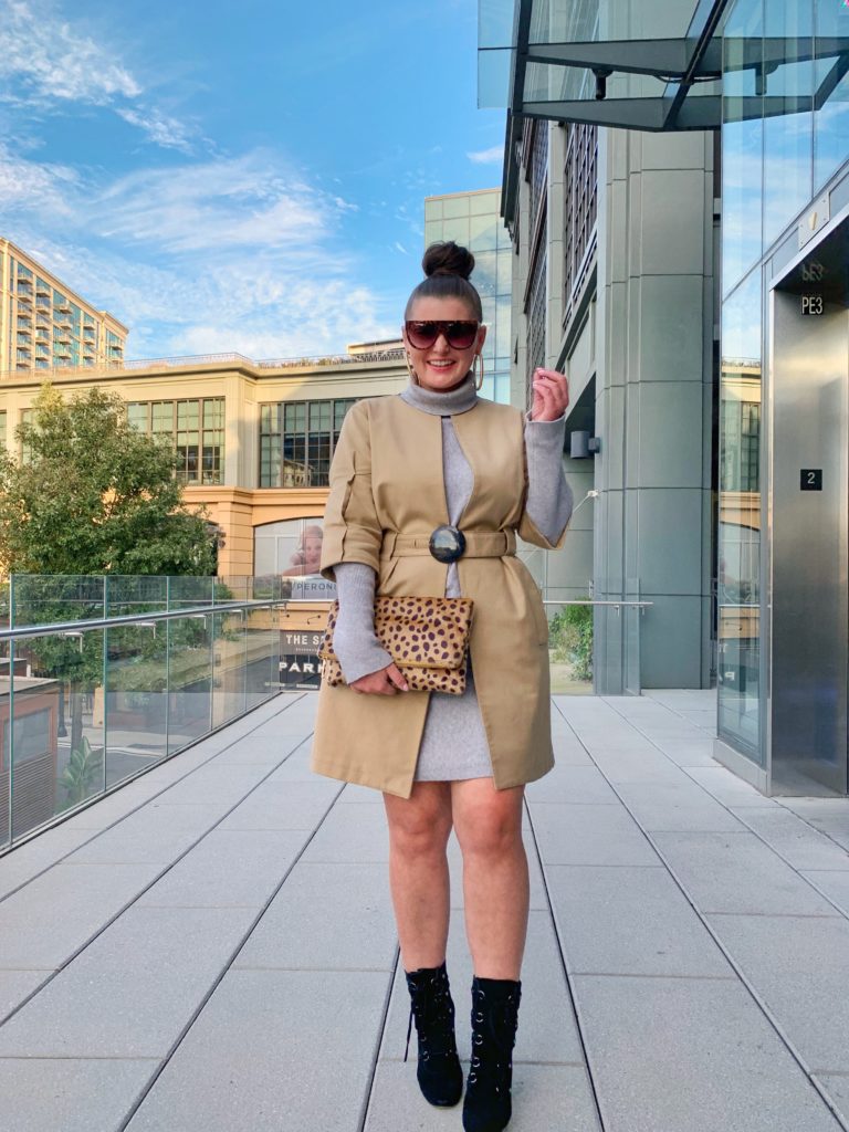 FALL FASHION OUT: SWEATER DRESS, TRENCH COAT AND LACE UP BOOTIES @julia.marie.b