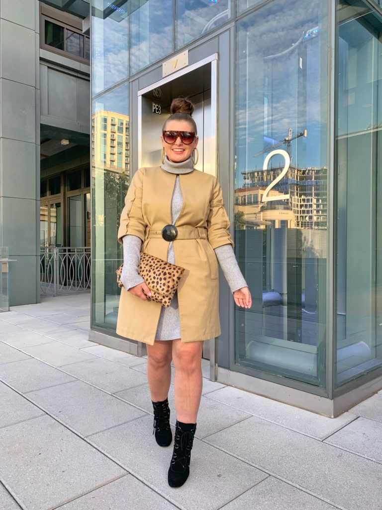 FALL FASHION OUT: SWEATER DRESS, TRENCH COAT AND LACE UP BOOTIES @julia.marie.b