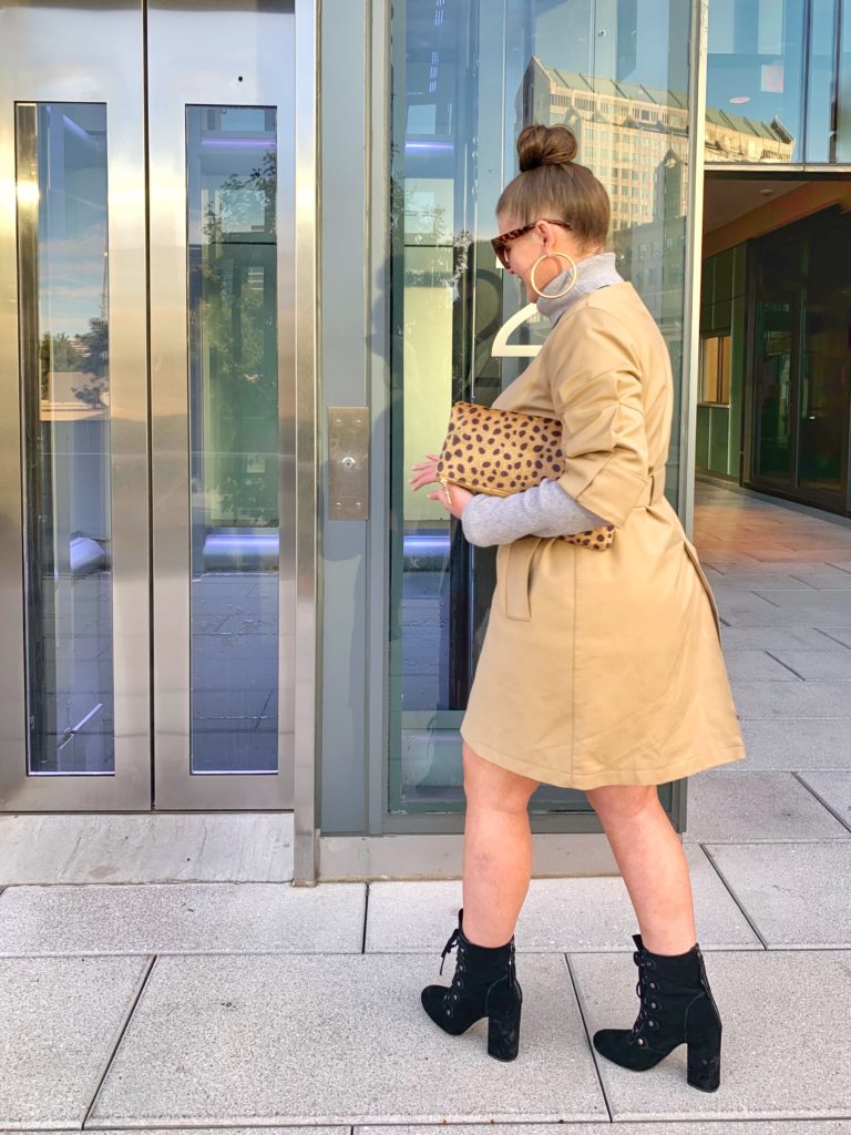 FALL FASHION OUT: SWEATER DRESS, TRENCH COAT AND LACE UP BOOTIES @julia.marie.b