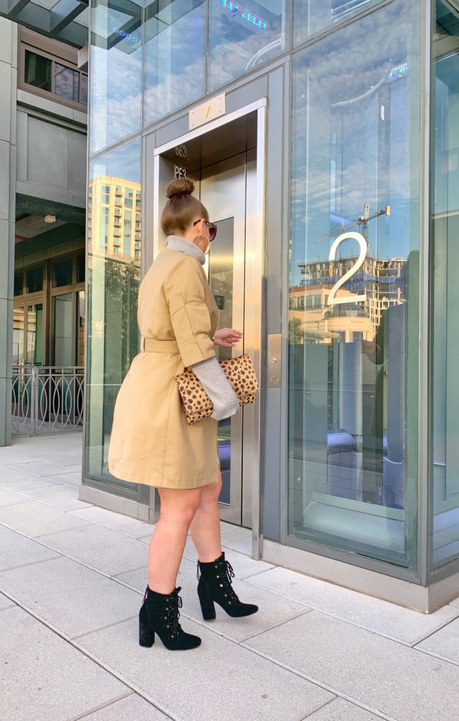 FALL FASHION OUT: SWEATER DRESS, TRENCH COAT AND LACE UP BOOTIES @julia.marie.b