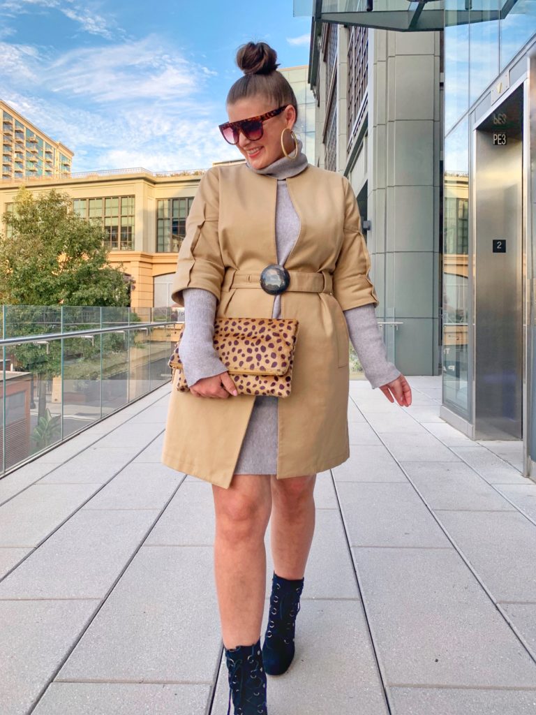 FALL FASHION OUT: SWEATER DRESS, TRENCH COAT AND LACE UP BOOTIES @julia.marie.b