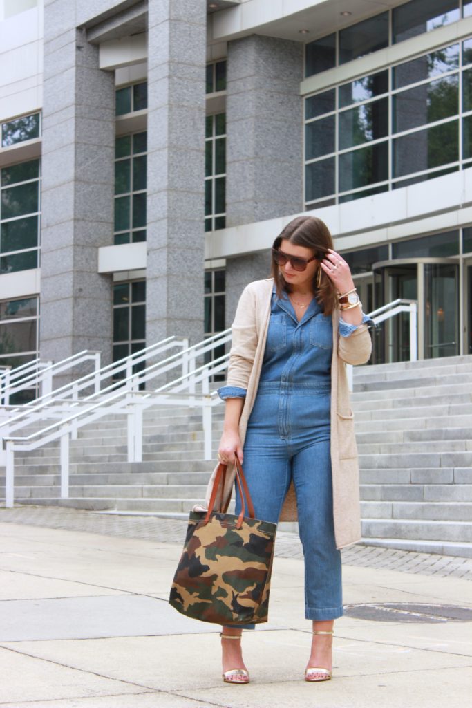 FALL FASHION OUTFIT: DENIM COVERALL JUMPSUIT @julia.marie.b