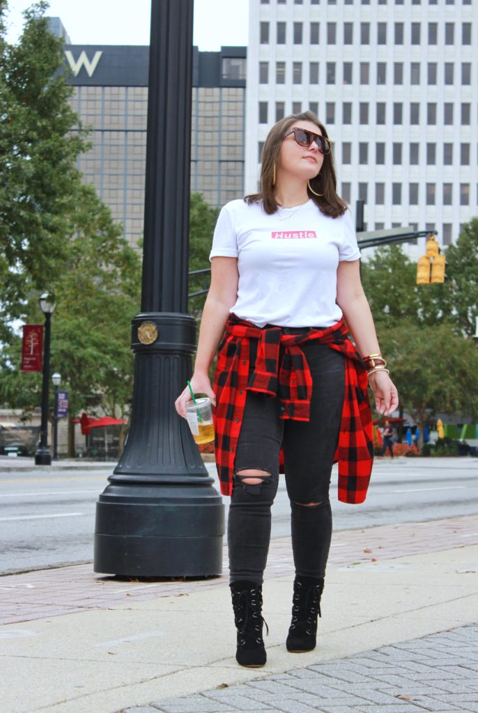 Fall Fashion Outfit: Supreme Hustle Graphic Tee @julia.marie.b