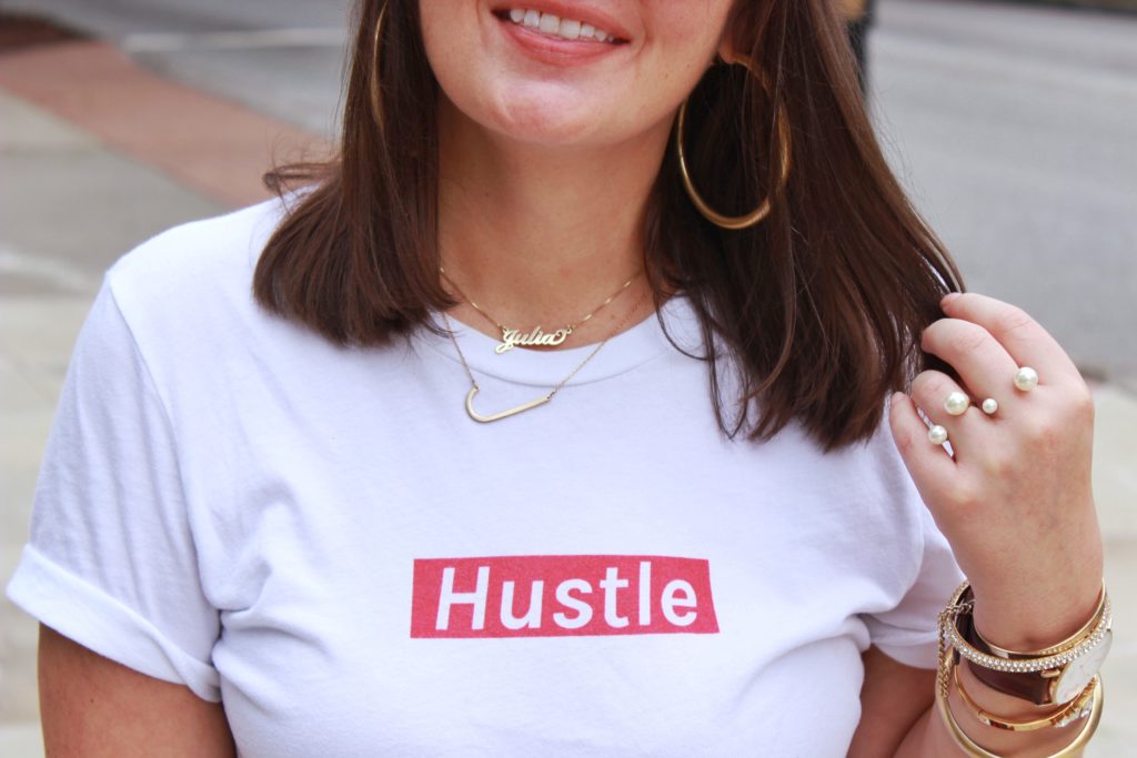 Fall Fashion Outfit: Supreme Hustle Graphic Tee @julia.marie.b