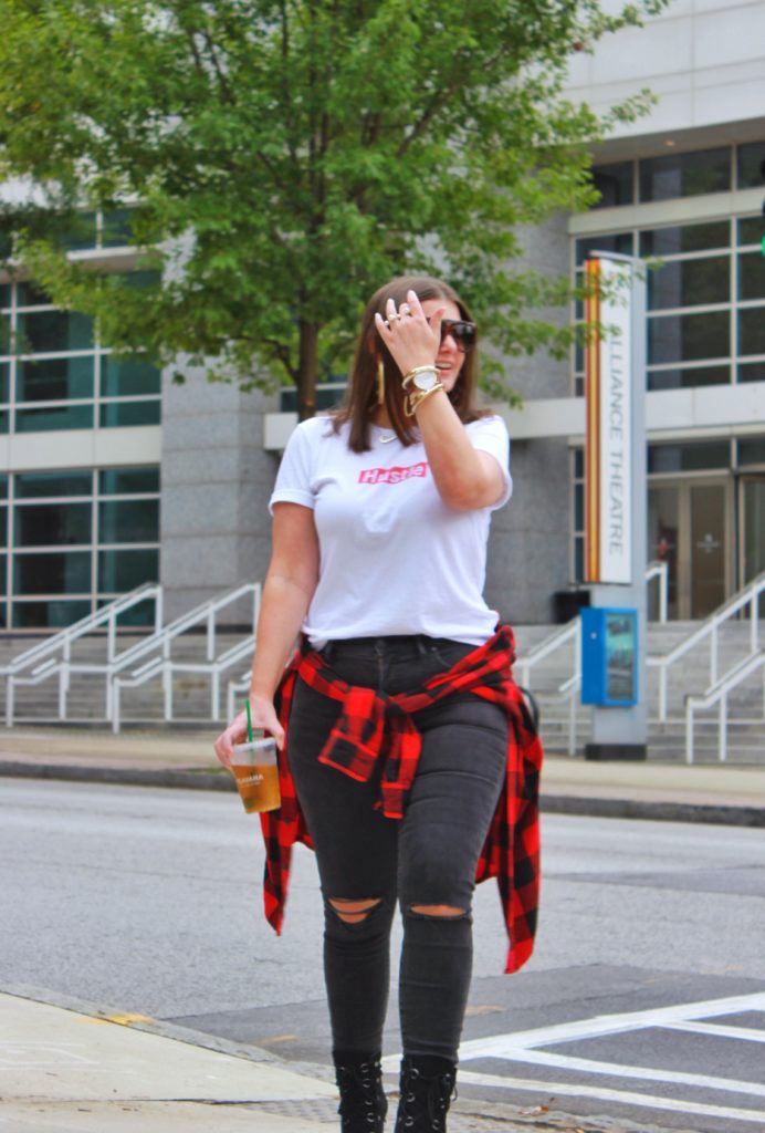 Fall Fashion Outfit: Supreme Hustle Graphic Tee @julia.marie.b