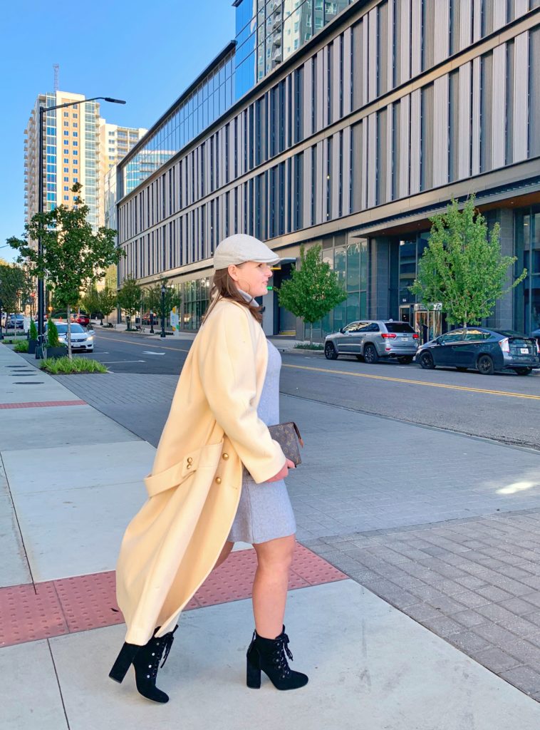 WINTER FASHION: SWEATER DRESS, OVERSIZED COAT AND BOOTIES @julia.marie.b