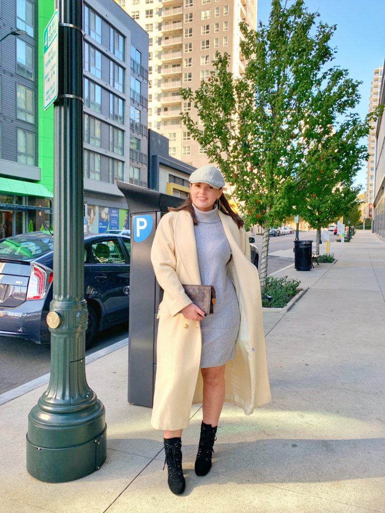 WINTER FASHION: SWEATER DRESS, OVERSIZED COAT AND BOOTIES @julia.marie.b