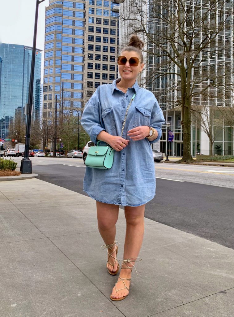 SPRING OUTFIT: OVERSIZED DENIM SHIRT DRESS @julia.marie.b