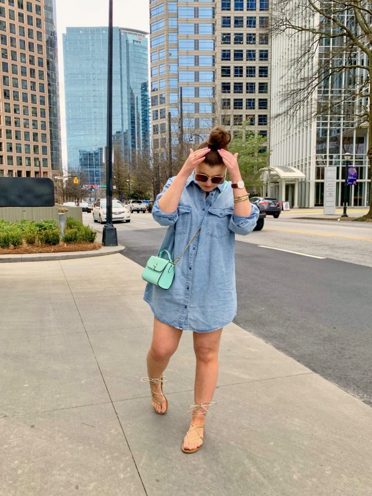 SPRING OUTFIT: OVERSIZED DENIM SHIRT DRESS @julia.marie.b