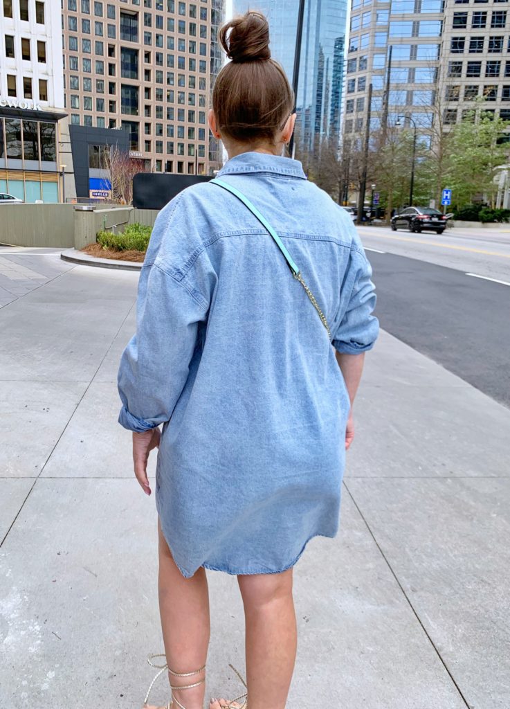 SPRING OUTFIT: OVERSIZED DENIM SHIRT DRESS @julia.marie.b